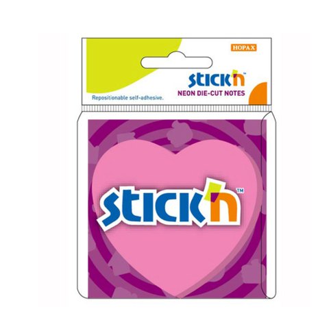 Stick'N 21448 Yapışkanlı Kalp Not Kağıdı 70x70 50 Yaprak Neon Pembe (2144800-5001) - 1