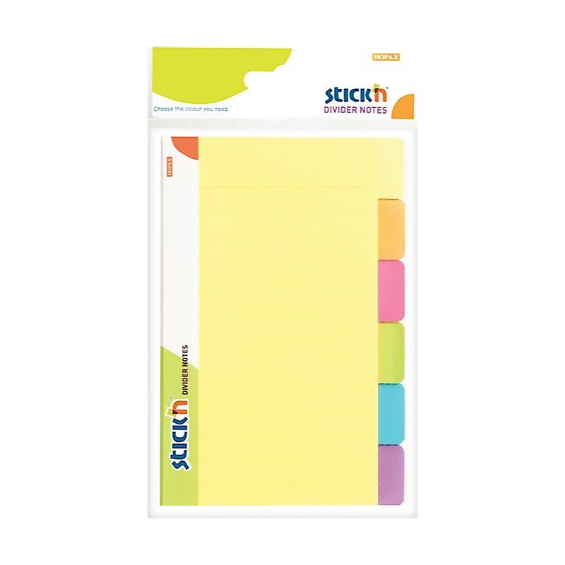 STİCK'N 2146000 SEPERATÖRLÜ YAPIŞKANLI NOT KAĞIDI 149x98 ÇİZGİLİ 6 RENKx10 YAPRAK