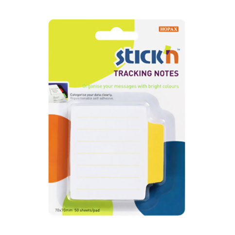 Stick'N 21484 Yapışkanlı Not Kağıdı 70x70 Çizgili Beyaz-Sarı (2148400-5001) - 1