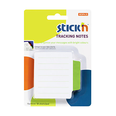 STİCK'N 21486 YAPIŞKANLI NOT KAĞIDI 70x70 ÇİZGİLİ BEYAZ-YEŞİL (2148600-5001) - 1