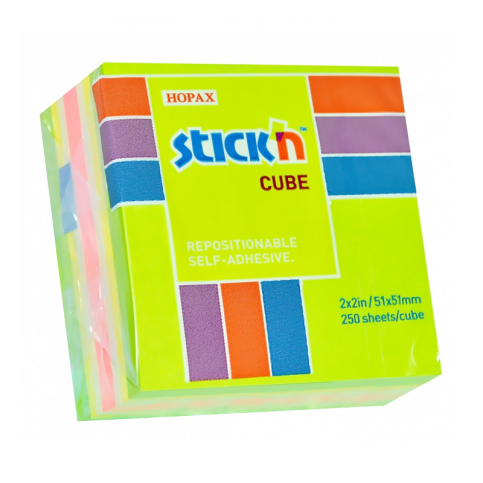 Stick'N 21534 Yapışkanlı Küpnot Kağıdı 50x50 250 Yaprak Yeşil (2153400-5001) - 1