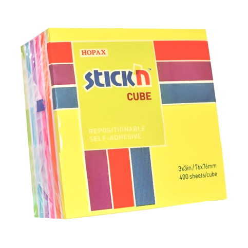 Stick'N 21539 Yapışkanlı Küpnot Kağıdı 76x76 400 Yaprak Rainbow (2153900-5001) - 1