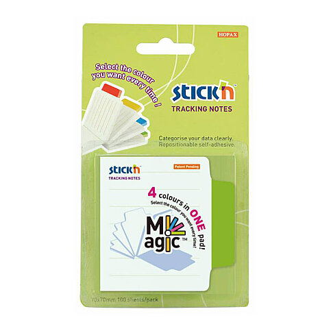 STİCK'N 21559 YAPIŞKANLI NOT KAĞIDI 70x70 ÇİZGİLİ BEYAZ 4 RENK (2155900-5001) - 1