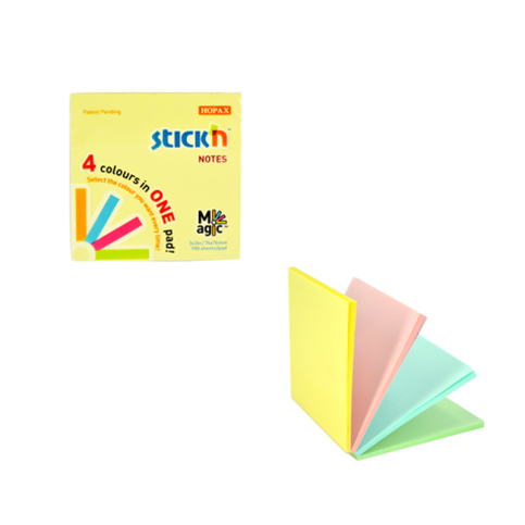 Stick'N 21574 Magic Yapışkanlı Not Kağıdı 76x76 4 Renk (2157400-5001) - 1