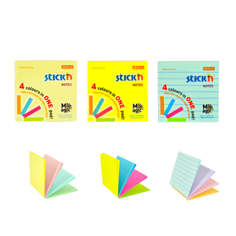 Stick'N 21574 Magic Yapışkanlı Not Kağıdı 76x76 4 Renk (2157400-5001) - 4