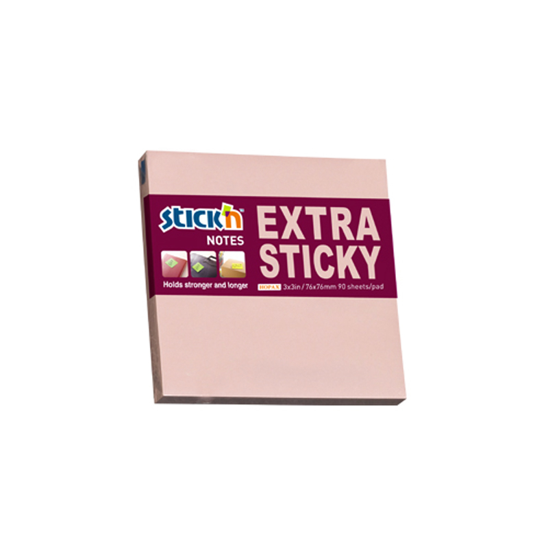 STİCK'N 2166100 EXTRA YAPIŞKANLI NOT KAĞIDI 76x76 90 YAPRAK PASTEL PEMBE