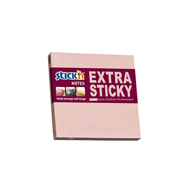 STİCK'N 21661 EXTRA YAPIŞKANLI NOT KAĞIDI 76x76 90 YAPRAK PASTEL PEMBE (2166100-5001)