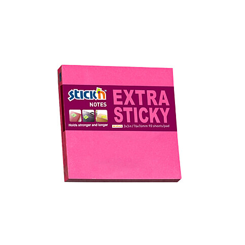 STİCK'N 21671 EXTRA YAPIŞKANLI NOT KAĞIDI 76x76 90 YAPRAK NEON PEMBE (2167100-5001) - 1