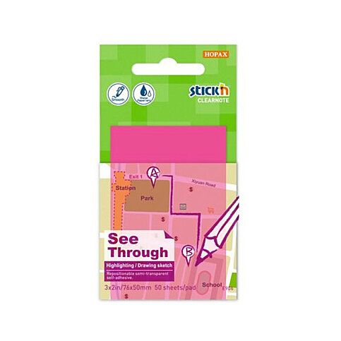 STİCK'N 21707 YAPIŞKANLI SAYDAM NOT KAĞIDI 51x76 NEON PEMBE (2170700-5001) - 1