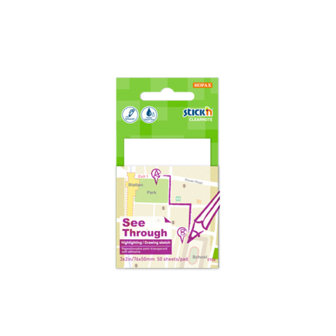 Stick'N 21708 Yapışkanlı Saydam Not Kağıdı 51x76 50 Yaprak Beyaz (2170800-5001) - 1