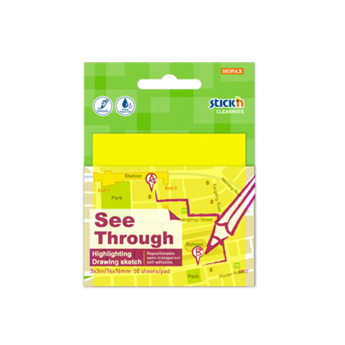 Stick'N 21709 Yapışkanlı Saydam Not Kağıdı 76x76 Neon Sarı (2170900-5001) - 1