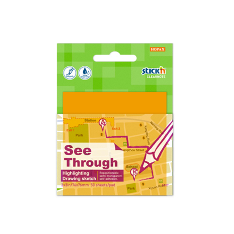 Stick'N 2171 Yapışkanlı Saydam Not Kağıdı 76x76 Neon Turuncu (2171000-5001) - 1