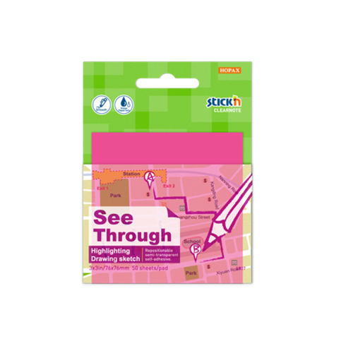 Stick'N 21711 Yapışkanlı Saydam Not Kağıdı 76x76 Neon Pembe (2171100-5001) - 1