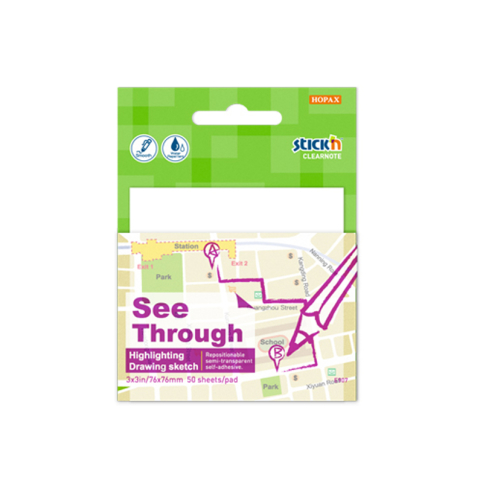 Stick'N 21712 Yapışkanlı Saydam Not Kağıdı 76x76 50 Yaprak Beyaz (2171200-5001) - 1