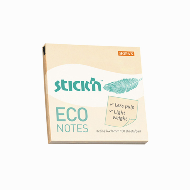 STİCK'N 21745 ECO YAPIŞKANLI NOT KAĞIDI 76x76 100 YAPRAK PASTEL SARI