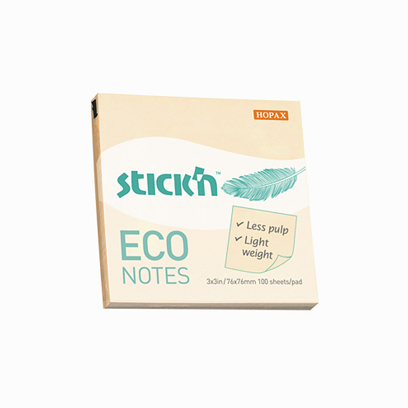 STİCK'N 21745 ECO YAPIŞKANLI NOT KAĞIDI 76x76 100 YAPRAK PASTEL SARI (2174500-5001)