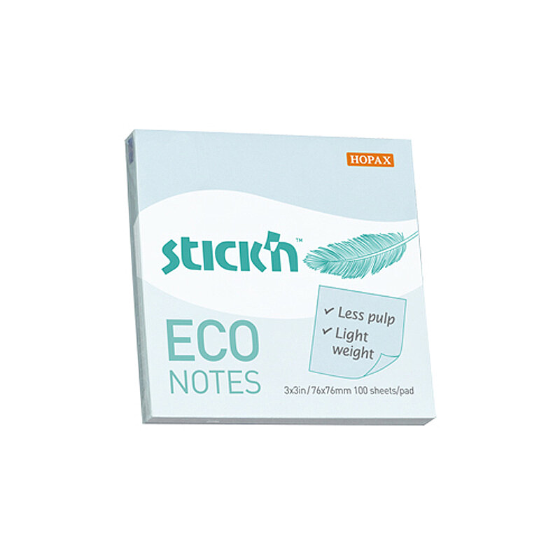 STİCK'N 21747 ECO YAPIŞKANLI NOT KAĞIDI 76x76 100 YAPRAK PASTEL MAVİ (2174700-5001)