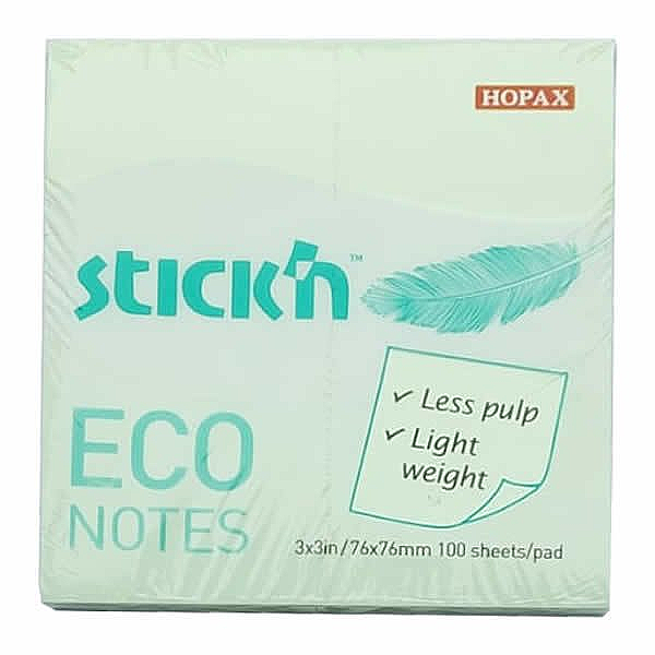 STİCK'N 21748 ECO YAPIŞKANLI NOT KAĞIDI 76x76 100 YAPRAK PASTEL YEŞİL (2174800-5001)