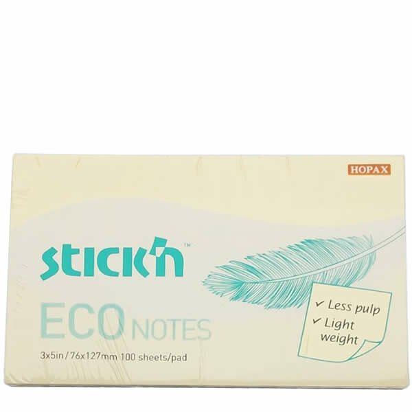 STİCK\'N 21749 ECO YAPIŞKANLI NOT KAĞIDI 76x127 100 YAPRAK SARI