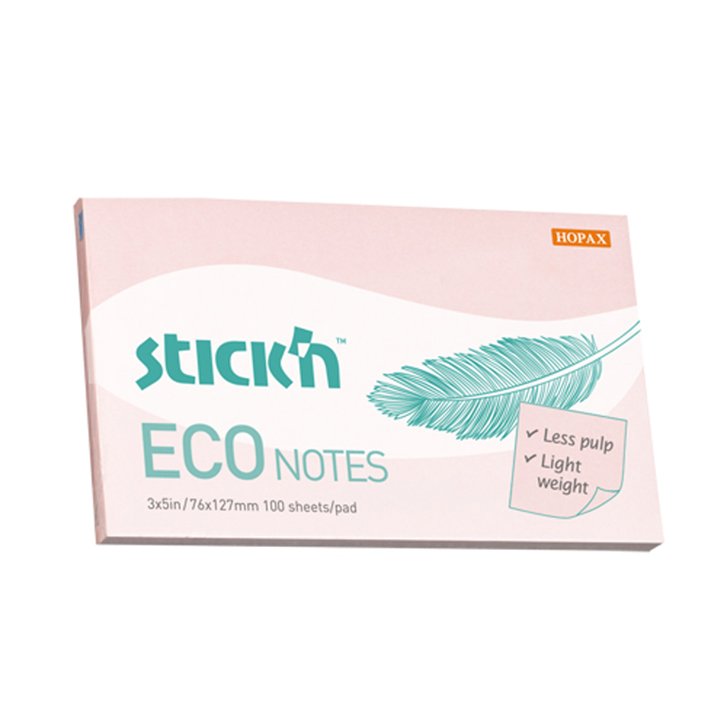 STİCK'N 21750 ECO YAPIŞKANLI NOT KAĞIDI 76x127 100 YAPRAK PEMBE