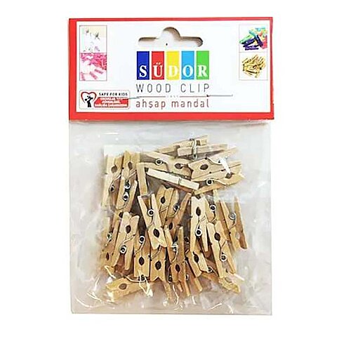 SÜDOR BS129 NATUREL BÜYÜK BOY AHŞAP MANDAL 3.5cm 20Lİ - 1