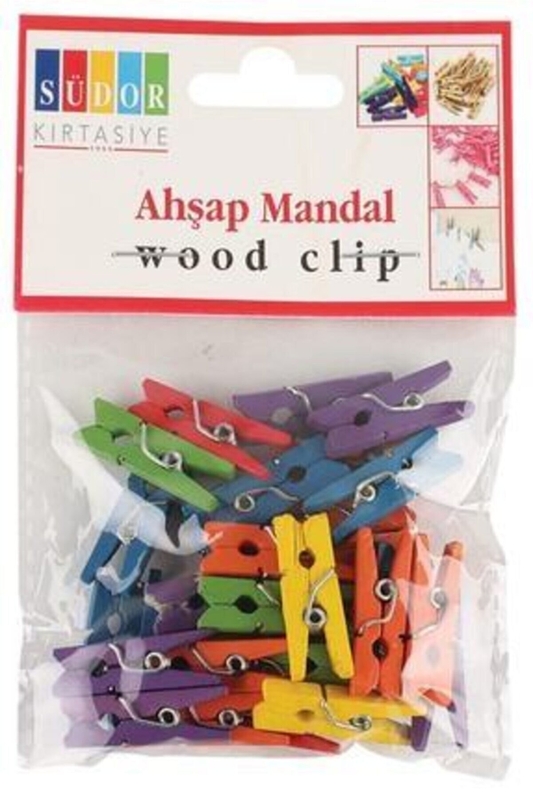 SÜDOR BS99 RENKLİ KÜÇÜK BOY AHŞAP MANDAL 2.5cm 30LU