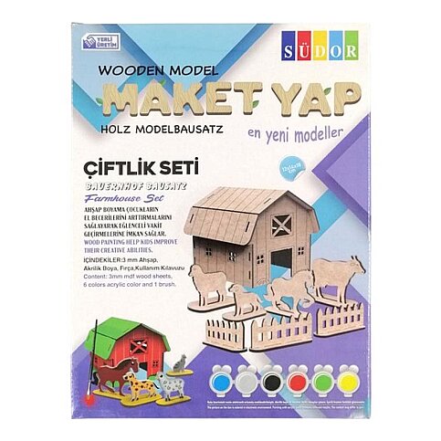 SÜDOR MD2-06 KUTULU AHŞAP MAKET ÇİFTLİK BÜYÜK BOYAMA SETİ - 1