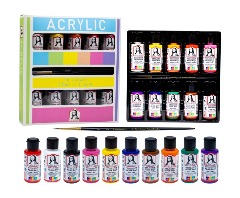 Südor Ml122 Monalisa Akrilik Boya 10 Renkx40Ml+Fırça Set - 1