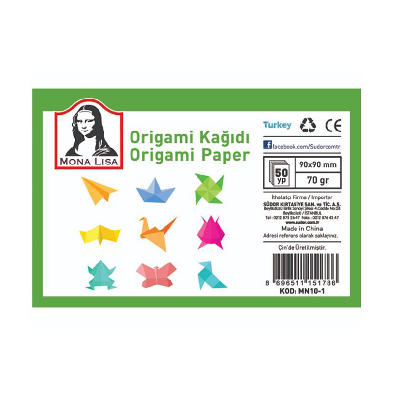 SÜDOR MN10-1 ORİGAMİ KAĞIDI 9x9 50 YAPRAK 70gr