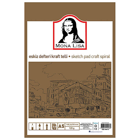 SÜDOR MN01-5 MONALİSA ESKİZ DEFTERİ A5 50 YAPRAK 120gr KRAFT - 1