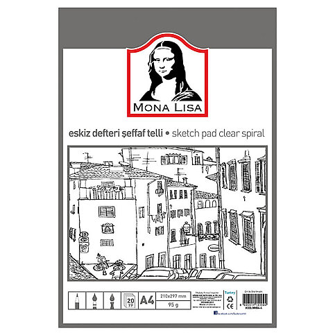 SÜDOR MN04-4 MONALİSA ESKİZ DEFTERİ A4 20 YAPRAK 95gr ŞEFFAF - 1