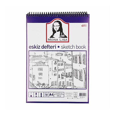 SÜDOR MN13-4 MONALİSA TELLİ ESKİZ DEFTERİ A4 50 YAPRAK 120gr - 1