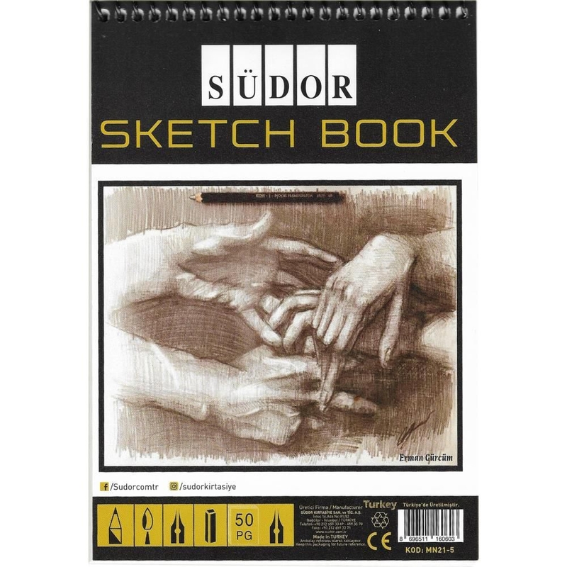 SÜDOR MN21-5 TELLİ ESKİZ DEFTERİ A5 50 YAPRAK 100gr 