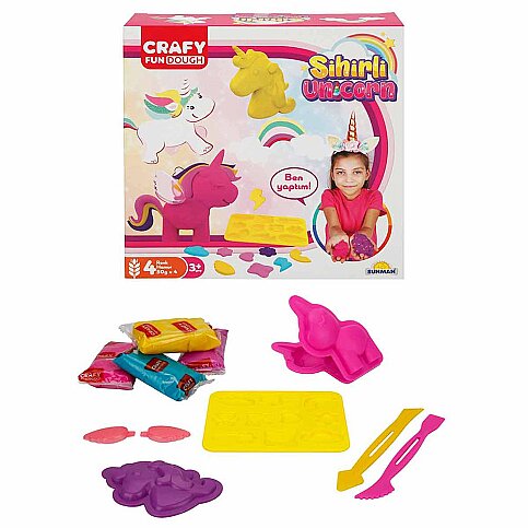 Sunman Oyun Hamuru Seti Sihirli Unicorn 11 Parça 4 Renkx50gr (2090) - 1