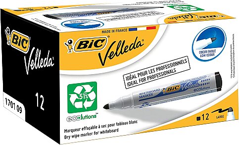 BİC 1701 VELLEDA BEYAZ TAHTA KALEMİ YUVARLAK UÇ SİYAH (904937)(525824) - 2