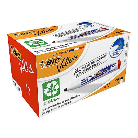 BİC 1701 VELLEDA BEYAZ TAHTA KALEMİ YUVARLAK UÇ KIRMIZI (904939)(525825) - 1