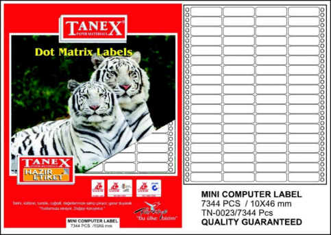 Tanex Bilgisayar Sürekli Form Etiketi 10x46mm 7344 Adet (Tn002310) - 1