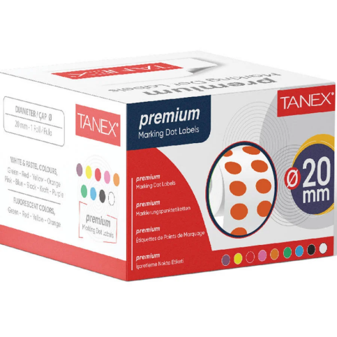 Tanex 103701 Rulo Nokta Etiket 10Mm Turuncu Tekli Kutu - 1