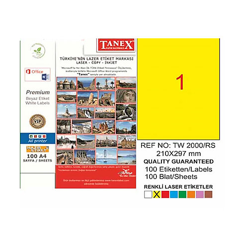 Tanex 2000 Silver Laser Etiket 210x297mm 1x25 25 Adet - 1