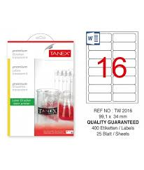 Tanex 2016 Şeffaf Laser Etiket 99X34Mm 16X25 400 Adet - 1