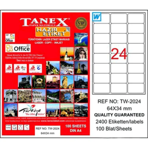 Tanex 2024 Şeffaf Laser Etiket 64X34Mm 1X24 24 Adet - 1