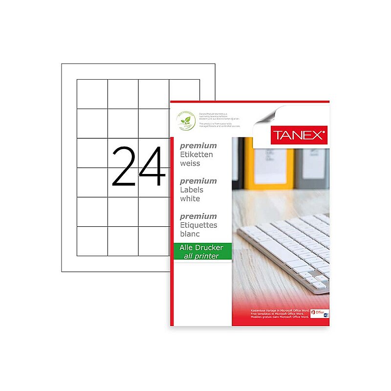 TANEX 2042 LASER ETİKET 42x42mm 24x100 2400 ADET