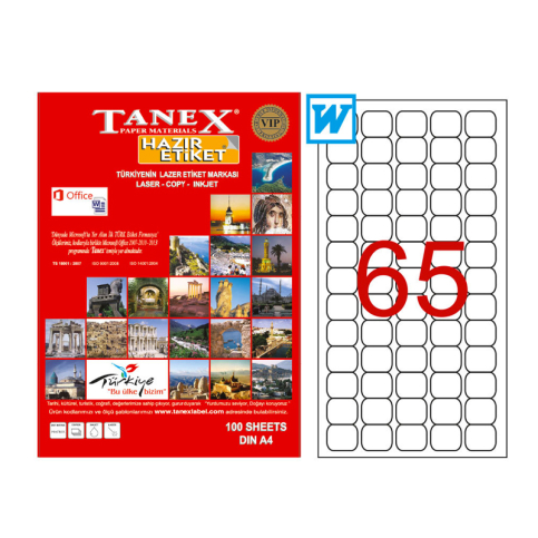Tanex 2065 Şeffaf Laser Etiket 38X21Mm65X25 1625 Adet - 1