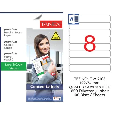 Tanex 2108 Laser Etiket 192X34Mm 8X100 800 Adet - 1