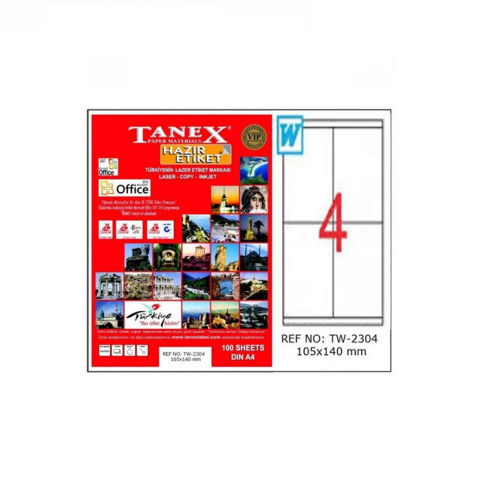 TANEX 2304 LASER ETİKET 105x140mm 4x100 400 ADET - 1