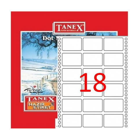 Tanex Bilgisayar Sürekli Form Etiketi 35x55mm 1980 Adet (Tn001010) - 1