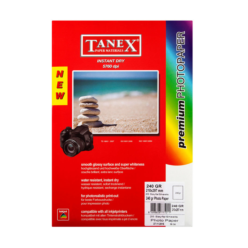 TANEX 240A4 020 FOTOĞRAF KAĞIDI A4 20 SAYFA 240gr