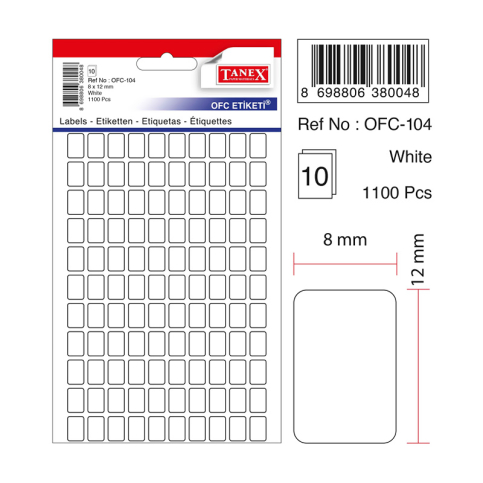 TANEX OFC-104 BEYAZ ETİKET POŞET - 1