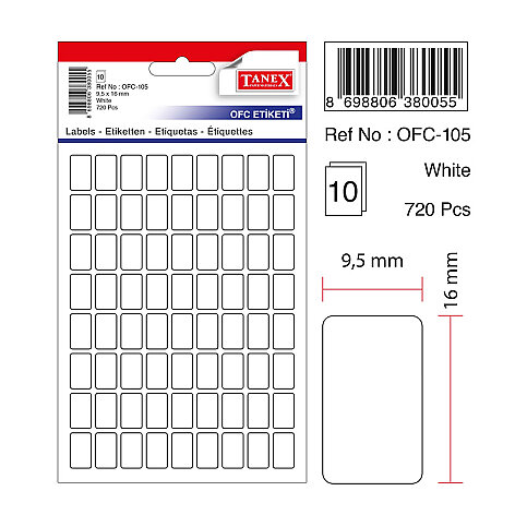 TANEX OFC-105 BEYAZ ETİKET POŞET - 1