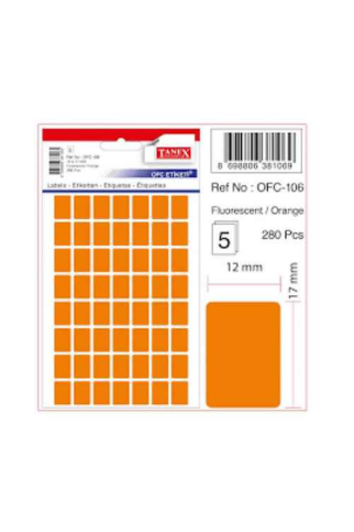 Tanex Ofc-106 Floresan Etiket Turuncu Poşet - 1